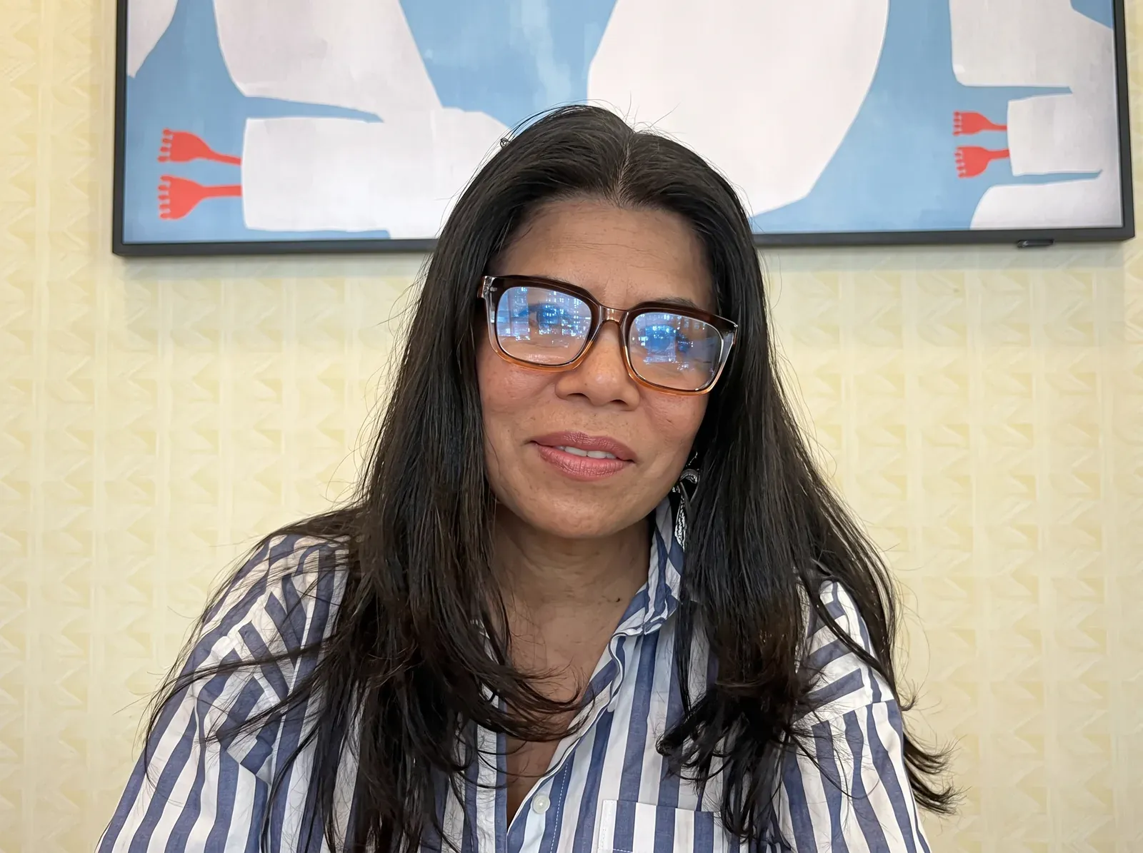 Monica, Enso interior designer, on the intro video call