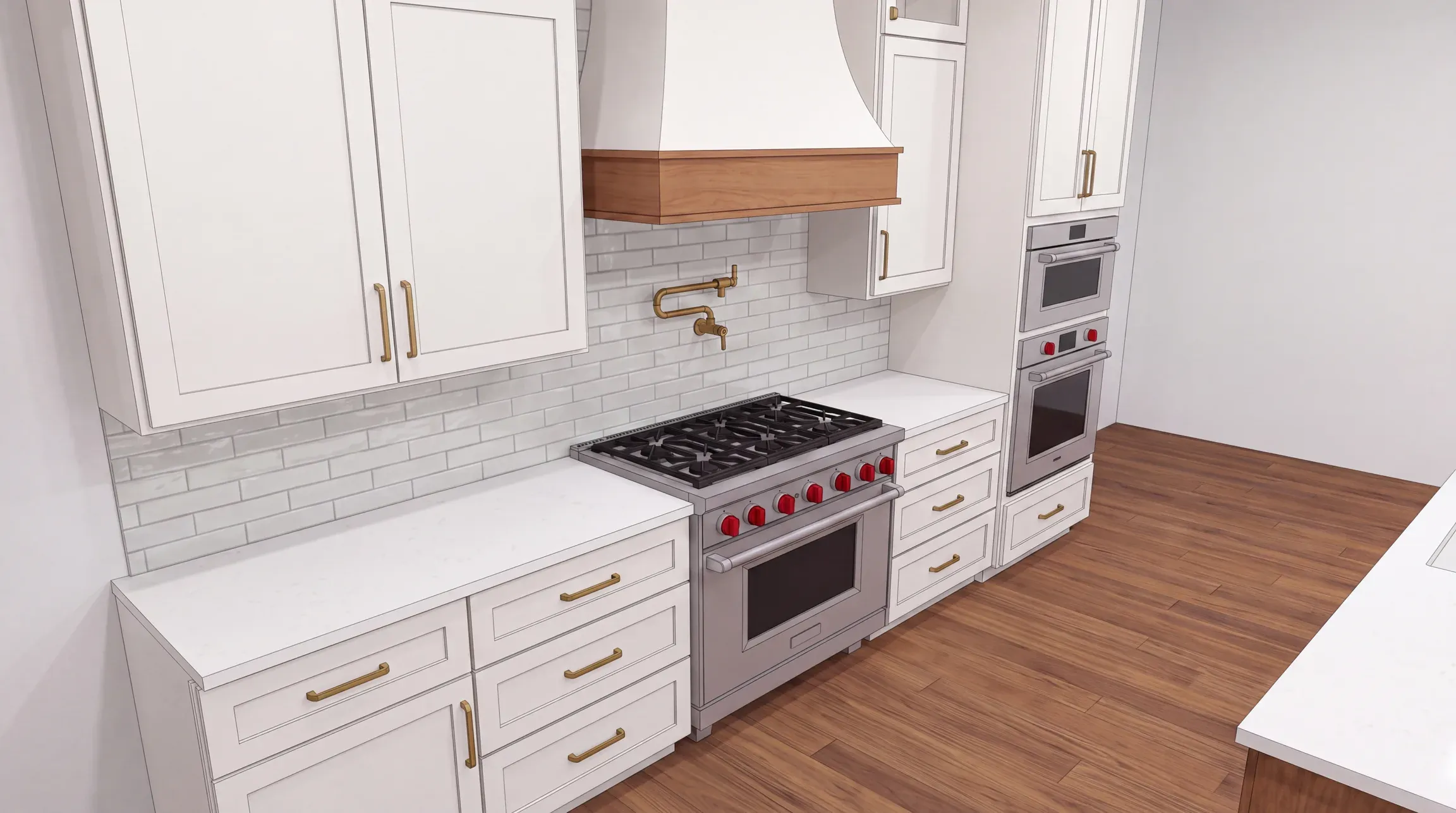 The approved 3D rendering of the Circle C kitchen