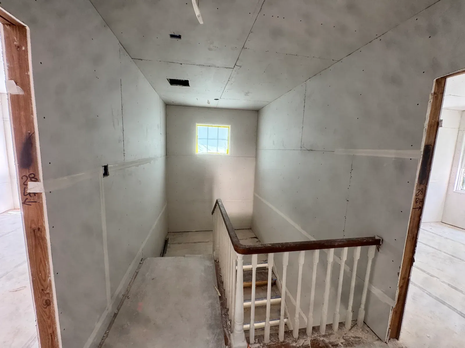 Daily log photo: drywall patched and floated — Enso Homes Austin